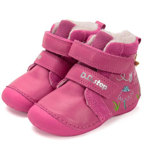 Ghete copii fete din piele imblanite DD Step, Roz – W015-52997A