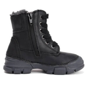 Ghete copii fete din piele imblanite DD Step, Negru – W056-52456B