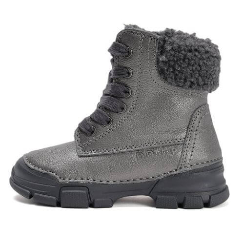 Ghete copii fete din piele imblanite DD Step, Gri – W056-52456C