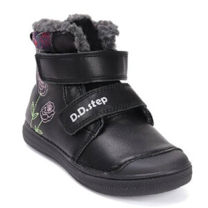 Ghete copii fete din piele imblanite DD Step, Negru – W049-52654A