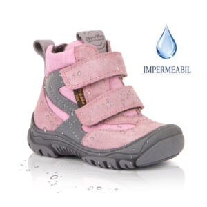 Ghete copii fete impermeabile din piele si material textil Froddo, Roz – G2110116-5