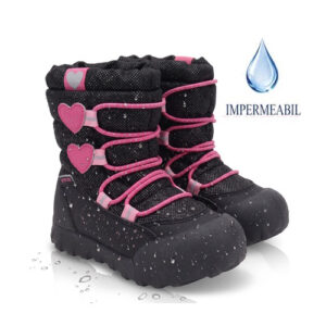 Ghete copii fete impermeabile si imblanite DD Step, Negru – P079-42468C