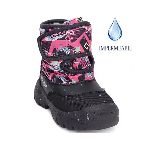 Ghete copii fete impermeabile si imblanite DD Step, Negru – P081-52502B Ghete copii fete impermeabile si imblanite DD Step, Negru – P081-52502B