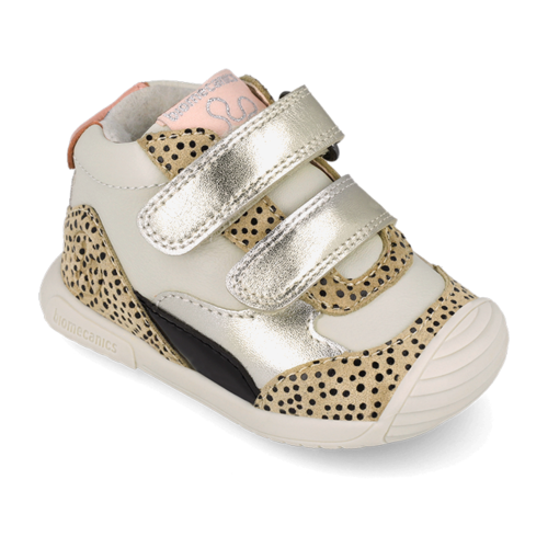 Ghete fete din piele Biomecanics Biogateo Casual, Alb/Auriu/Leopard – 261106-C695FB