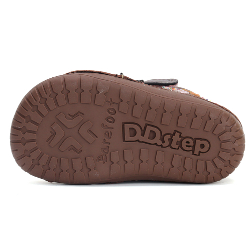 Ghete copii fete Barefoot din piele imblanite DD Step, Maro – W070-42522A