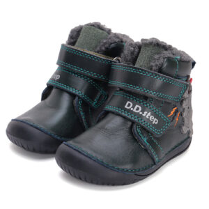 Ghete copii baieti Barefoot din piele imblanite DD Step, Verde – W070-42838A