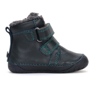 Ghete copii baieti Barefoot din piele imblanite DD Step, Verde – W070-42838A
