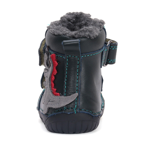 Ghete copii baieti Barefoot din piele imblanite DD Step, Verde – W070-42838A