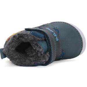 Ghete copii baieti Barefoot din piele imblanite DD Step, Verde – W070-42154