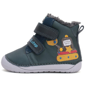 Ghete copii baieti Barefoot din piele imblanite DD Step, Verde – W070-42154