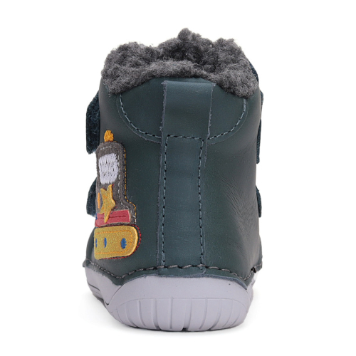 Ghete copii baieti Barefoot din piele imblanite DD Step, Verde – W070-42154
