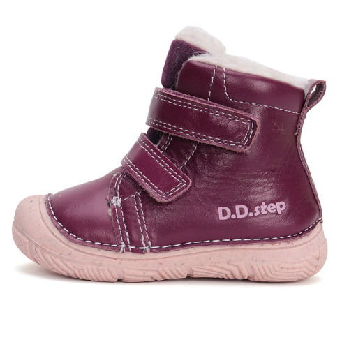 Ghete copii fete din piele imblanite DD Step, Visiniu – W082-42385C