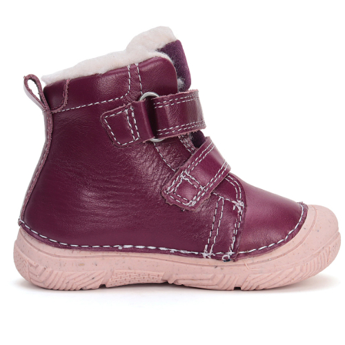 Ghete copii fete din piele imblanite DD Step, Visiniu – W082-42385C