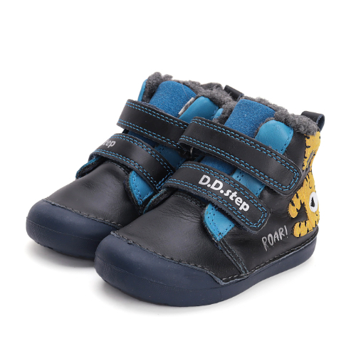 Ghete copii baieti din piele imblanite DD Step, Albastru – W066-42218 Ghete copii baieti din piele imblanite DD Step, Albastru – W066-42218