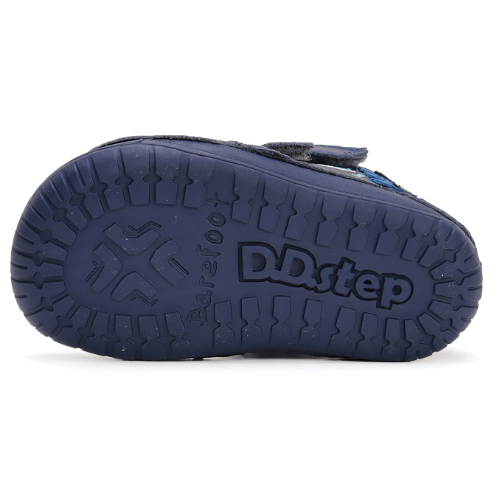 Ghete copii baieti Barefoot din piele imblanite DD Step, Albastru – W070-42838