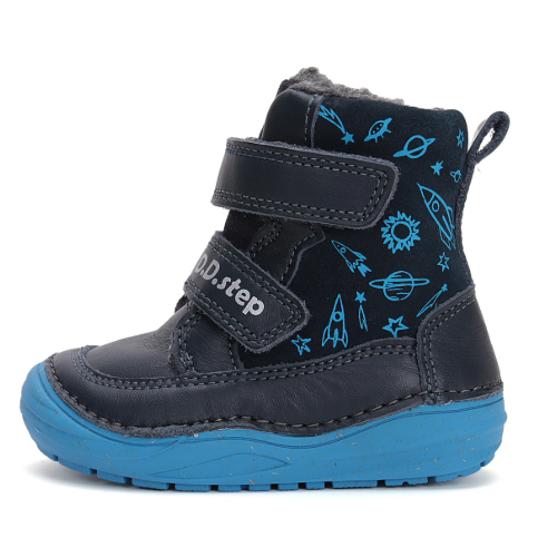 Ghete copii baieti din piele imblanite DD Step, Albastru – W071-42680B