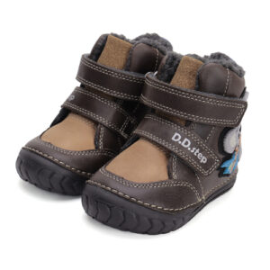 Ghete copii baieti din piele imblanite DD Step, Maro – W029-42498A