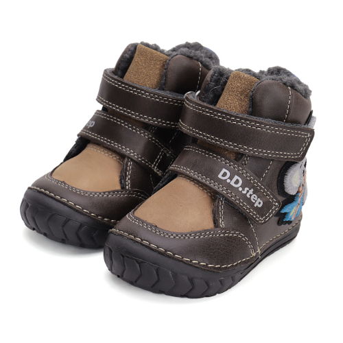 Ghete copii baieti din piele imblanite DD Step, Maro – W029-42498A