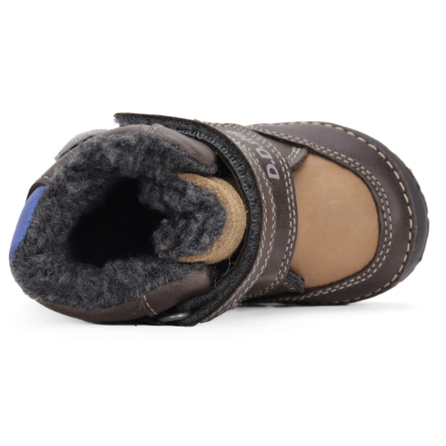 Ghete copii baieti din piele imblanite DD Step, Maro – W029-42498A