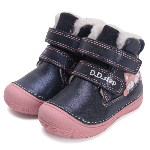 Ghete copii fete din piele imblanite DD Step, Albastru – W082-42774