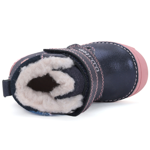 Ghete copii fete din piele imblanite DD Step, Albastru – W082-42774