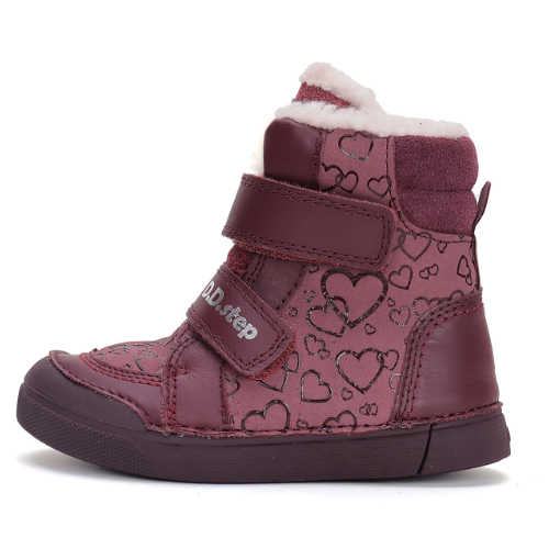 Ghete copii fete din piele imblanite DD Step, Roz – W068-42589 Ghete copii fete din piele imblanite DD Step, Roz – W068-42589