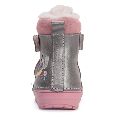 Ghete copii fete din piele imblanite DD Step, Argintiu – W071-42233A