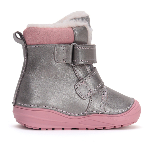 Ghete copii fete din piele imblanite DD Step, Argintiu – W071-42233A