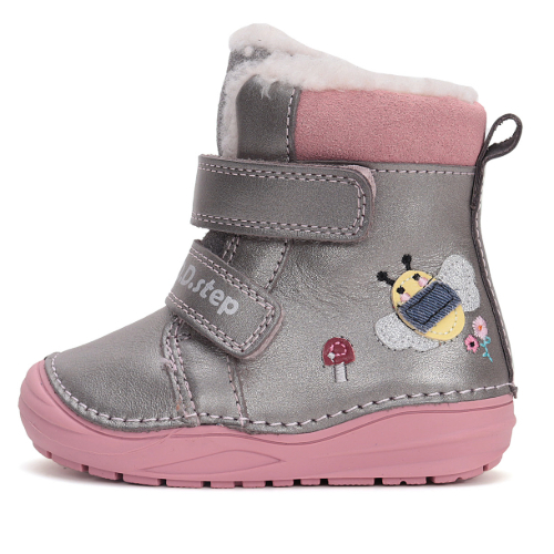 Ghete copii fete din piele imblanite DD Step, Argintiu – W071-42233A