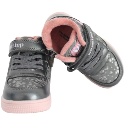 Ghete copii fete din piele imblanite WeeStep, Argintiu – R906765208 TH