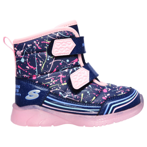 Ghete copii fete cu LED din material sintetic Skechers, Albastru – 302653_NVMT