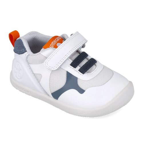 Pantofi copii baieti calapod lat din textil Biomecanics, Alb – 252163-B834