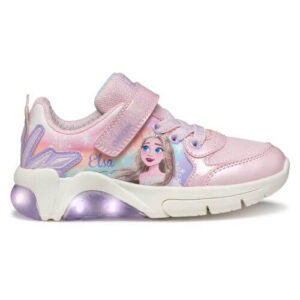 Pantofi copii fete din material sintetic si textil Geox cu LED, personaj Elsa, Roz – J55M4E_0ANKC_C8842