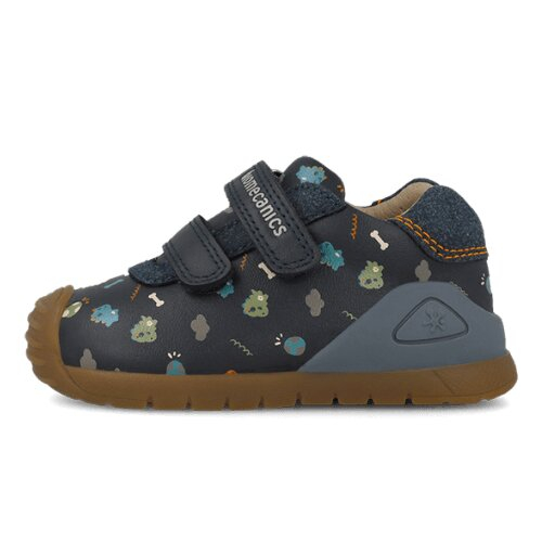 Ghete baieti din piele imblanite Biomecanics Biogateo Casual, Navy/Dinozauri – 261129-A183FB