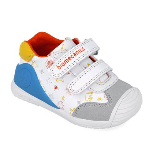 Pantofi copii baieti din piele Biomecanics, Alb – 252115-C835