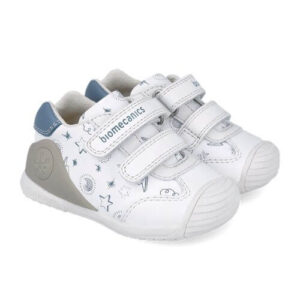 Pantofi copii baieti din piele Biomecanics, Alb – 252115-B834
