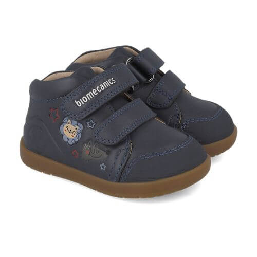Pantofi copii baieti din piele cu calapod lat, Albastru, Biomecanics – 261153-A183