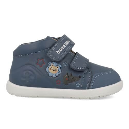 Pantofi copii baieti din piele cu calapod lat, Albastru, Biomecanics – 261153-B556