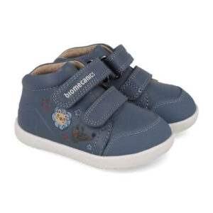 Pantofi copii baieti din piele cu calapod lat, Albastru, Biomecanics – 261153-B556