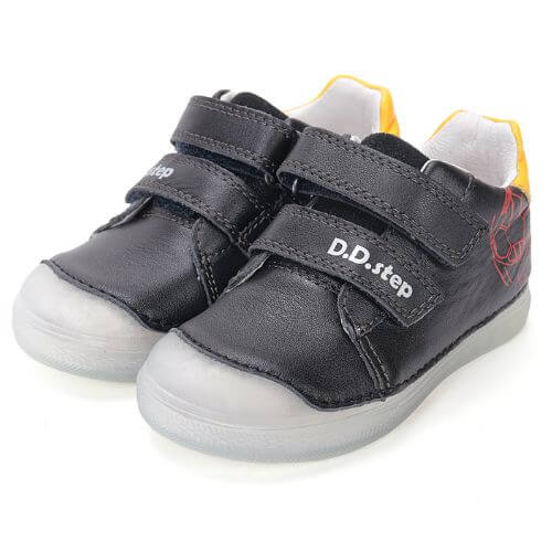 Pantofi copii baieti din piele DD Step, Negru – S049-61886