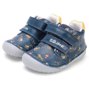 Pantofi copii baieti din piele DD Step Barefoot, Albastru – S070-52480B