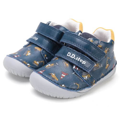 Pantofi copii baieti din piele DD Step Barefoot, Albastru – S070-52480B