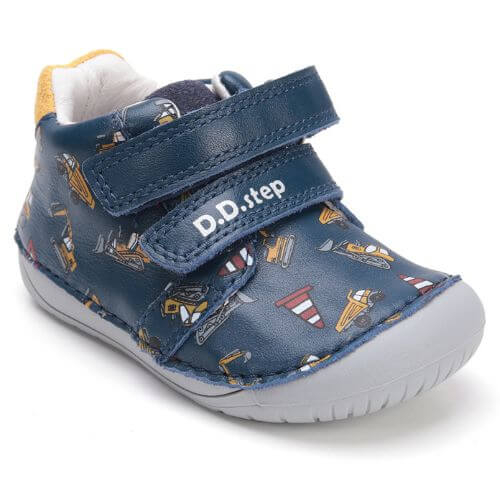 Pantofi copii baieti din piele DD Step Barefoot, Albastru – S070-52480B