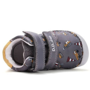 Pantofi copii baieti din piele DD Step Barefoot, Gri – S070-52480A