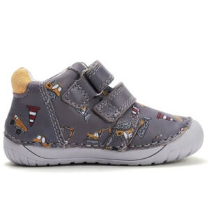 Pantofi copii baieti din piele DD Step Barefoot, Gri – S070-52480A