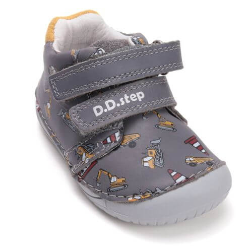 Pantofi copii baieti din piele DD Step Barefoot, Gri – S070-52480A