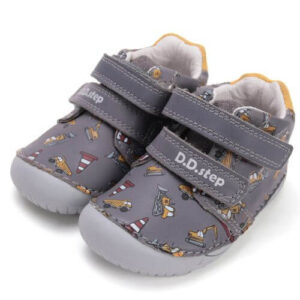 Pantofi copii baieti din piele DD Step Barefoot, Gri – S070-52480A