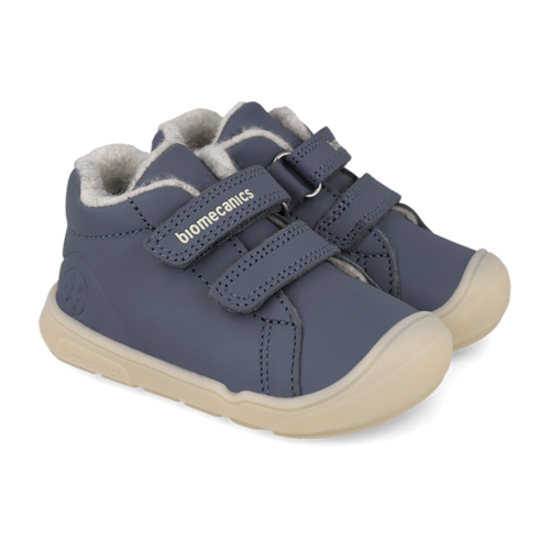 Pantofi copii baieti din piele imblaniti Biomecanics, Albastru Petrol – 261140-D556FB