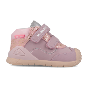 Pantofi copii fete din piele imblaniti Biomecanics, Roz/Lilium – 261133-B376FB