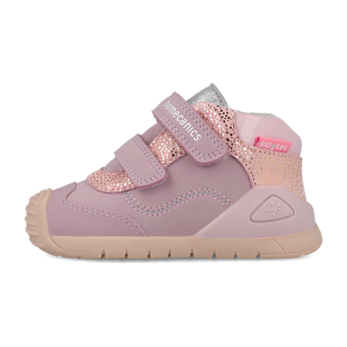 Pantofi copii fete din piele imblaniti Biomecanics, Roz/Lilium – 261133-B376FB